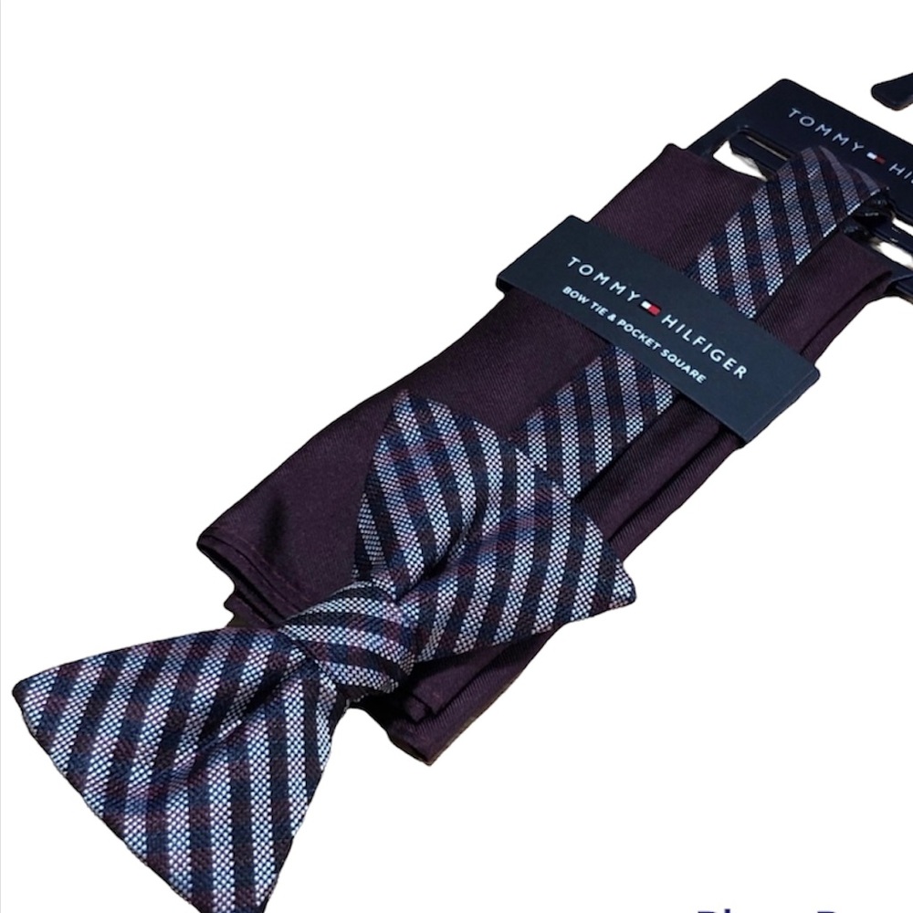 Tommy Hilfiger Men's Bow Tie+Pocket Square Silk